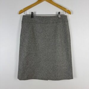 J. Crew Wool Blend Pencil Skirt‎ Gray Size 4 Knee Length Career Office Preppy